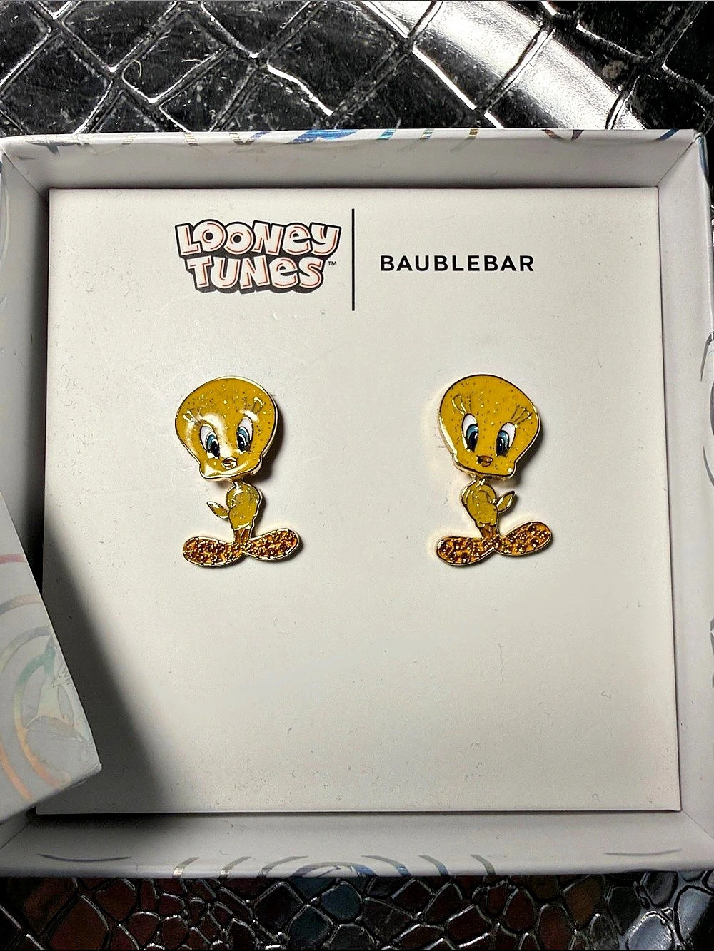 BaubleBar x Looney Tunes Tweety Bird Stud Earrings Yellow & Gold NWT